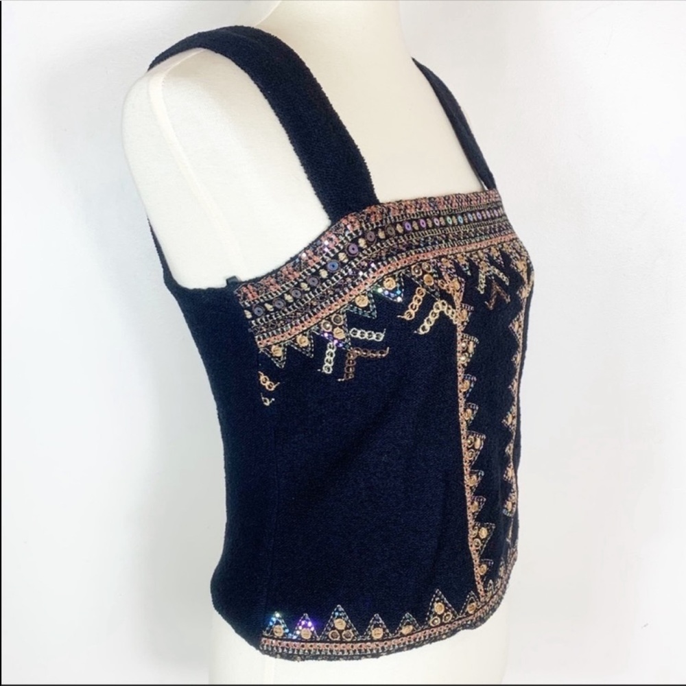 St. John By Marie Gray Black Sequin Sleeveless Top - Picture 4 of 8
